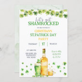 St Patrick Day Let's Get Shamrocked Party 招待状 (正面/裏面)