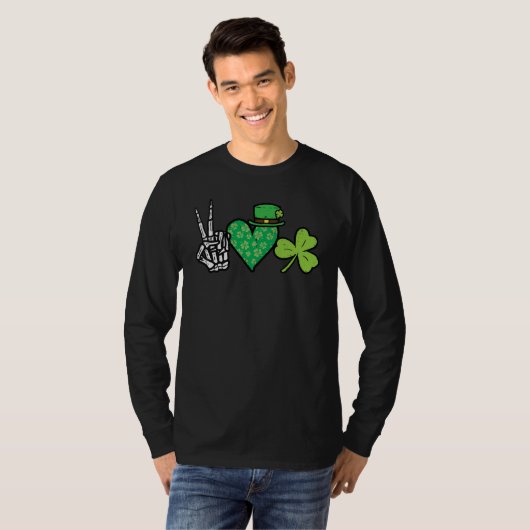 St Patrick Day Peace Love Shamrock Saint Paddy Men Tシャツ (正面フル)
