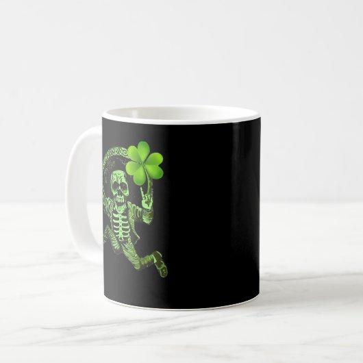 St Patrick Day Skeleton Drinking Wine Clover Shamr コーヒーマグカップ (正面左)