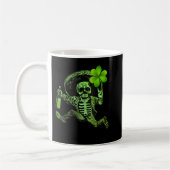 St Patrick Day Skeleton Drinking Wine Clover Shamr コーヒーマグカップ (左)