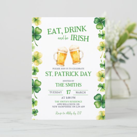 St Patrick Eat, Drink, and be Irish Party 招待状 (スタンド正面)