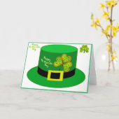 St Patrick Leprechaunカードパーティーハットpdf カード (黄色い花)