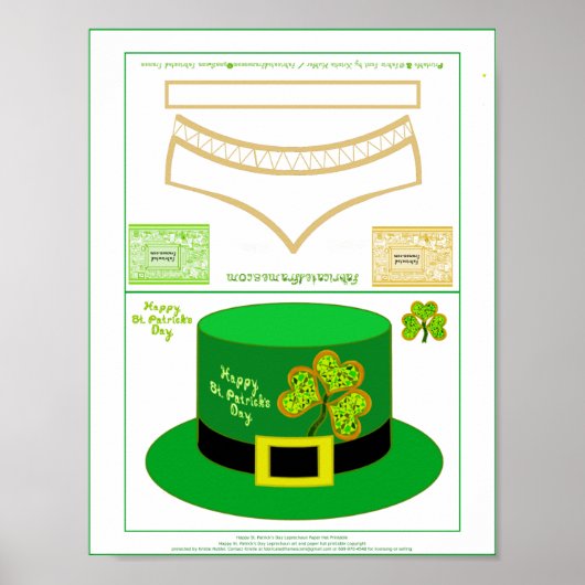 St Patrick LeprechaunカードパーティーHat pdfポスター ポスター (正面)
