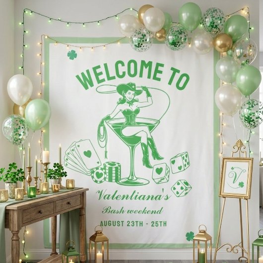 St patrick Lucky Martini Bachelorette welcome sign タペストリー