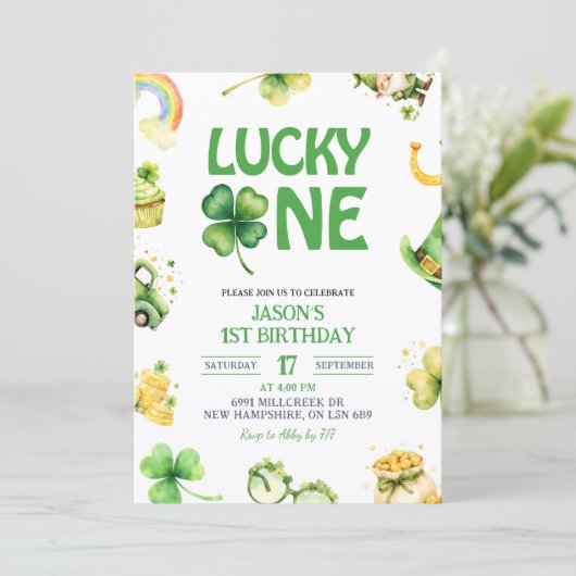 St Patrick Lucky One First Birthday Invitation 招待状 (スタンド正面)