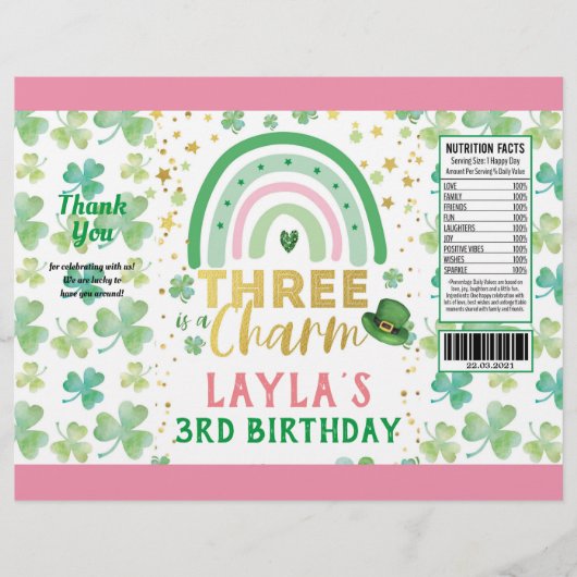 St Patrick Pink Three is a Charm Chip Bag Wrapper チラシ (正面)