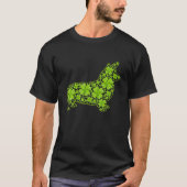 St. Patrick Retro Leprechaun Corgi Dog Shamrock Tシャツ (正面)