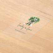 St Patrick’s Bridal Shower Clover Bouquet アクリル招待状 (レイダウン)