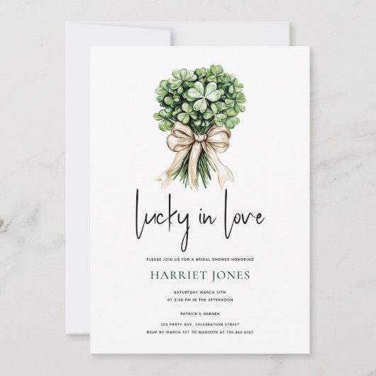 St Patrick’s Bridal Shower Clover Bouquet 招待状 (正面)