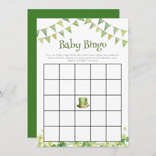 St Patrick’s Day Baby Shower Bingo Game Card ノートカード (正面/裏面)