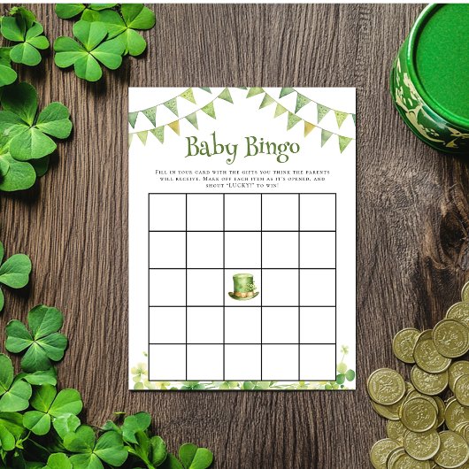 St Patrick’s Day Baby Shower Bingo Game Card ノートカード