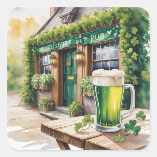 St Patrick’s Day Bar Pub Party スクエアシール (正面)