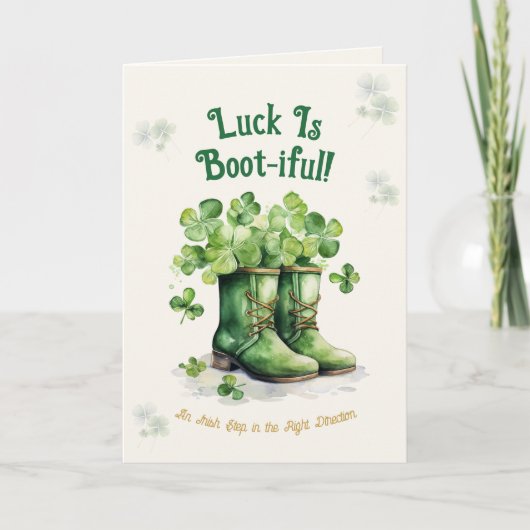 St. Patrick’s Day Boots Luck Funny Greeting Card カード (正面)