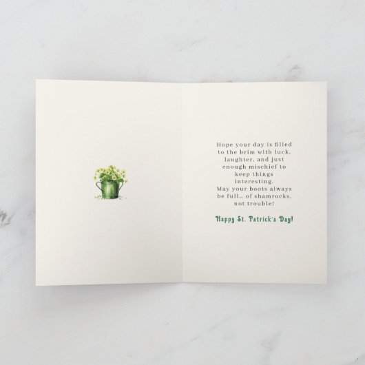 St. Patrick’s Day Boots Luck Funny Greeting Card カード (内部)