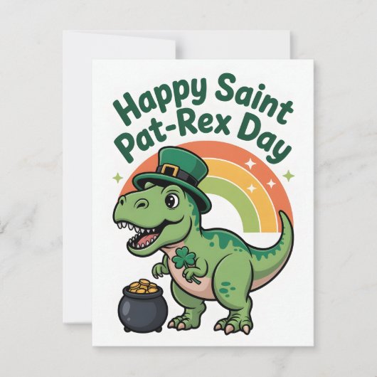 St Patrick’s Day Card Cute Dino シーズンカード (正面)