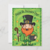 St Patrick’s Day Card Cute Leprechaun シーズンカード (正面)