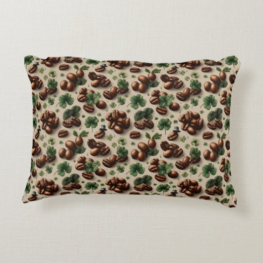 St. Patrick’s Day Coffee & Shamrock Pattern アクセントクッション (裏面)
