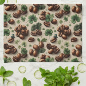 St. Patrick’s Day Coffee & Shamrock Pattern キッチンタオル (折り畳み)
