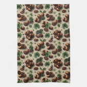 St. Patrick’s Day Coffee & Shamrock Pattern キッチンタオル (縦)