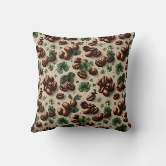 St. Patrick’s Day Coffee & Shamrock Pattern クッション (裏面)