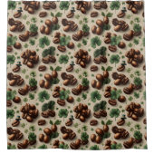 St. Patrick’s Day Coffee & Shamrock Pattern シャワーカーテン (正面)