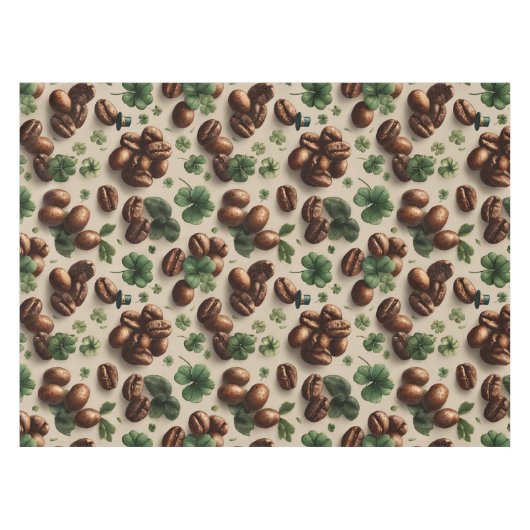 St. Patrick’s Day Coffee & Shamrock Pattern テーブルクロス (正面(横))
