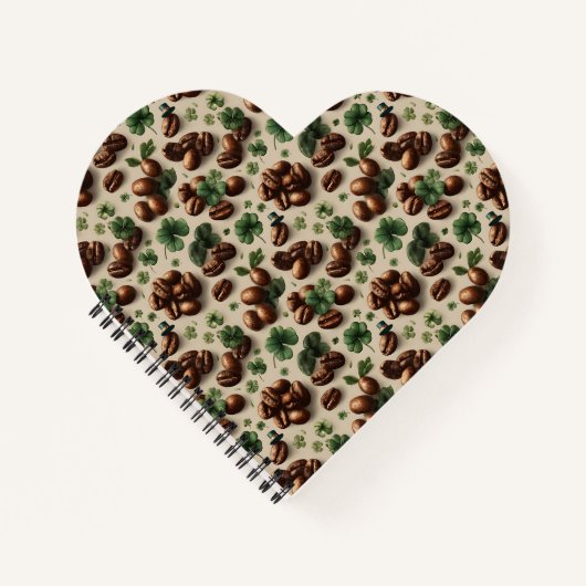 St. Patrick’s Day Coffee & Shamrock Pattern ノートブック (正面)