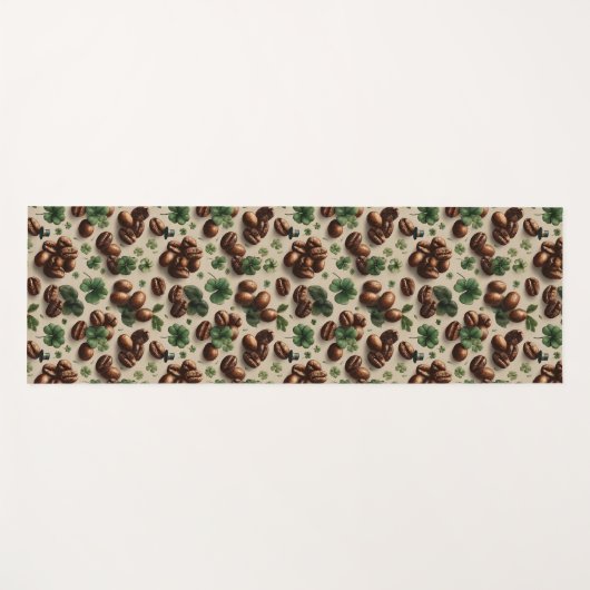 St. Patrick’s Day Coffee & Shamrock Pattern ヨガマット (正面(横))