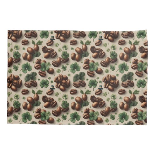 St. Patrick’s Day Coffee & Shamrock Pattern 枕カバー (裏面)