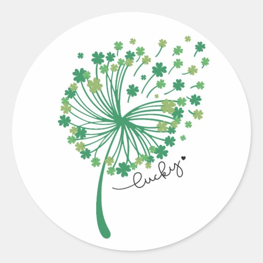 St.Patrick’s Day Dandelion Lucky ラウンドシール (正面)