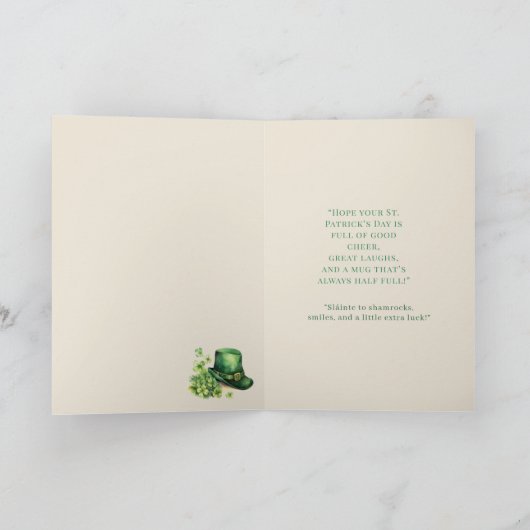 St. Patrick’s Day Funny Beer Mug Card– Irish Luck カード (内部)