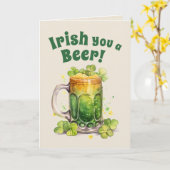 St. Patrick’s Day Funny Beer Mug Card– Irish Luck カード (黄色い花)