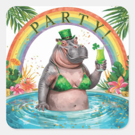St. Patrick’s Day Glam Hippo Bikini  スクエアシール