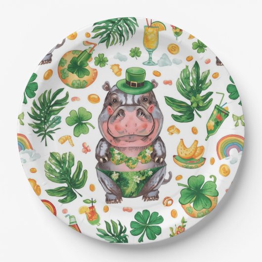 St. Patrick’s Day Glam Hippo Bikini  ペーパープレート (正面)