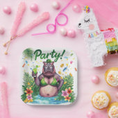 St. Patrick’s Day Glam Hippo Bikini  ペーパープレート (パーティー)