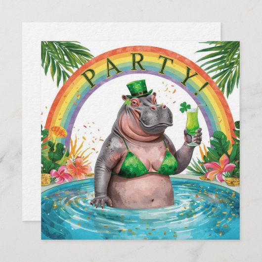 St. Patrick’s Day Glam Hippo Bikini 招待状 (正面/裏面)