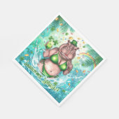 St. Patrick’s Day Glam Hippo Bikini in the pool  スタンダードランチョンナプキン (角)