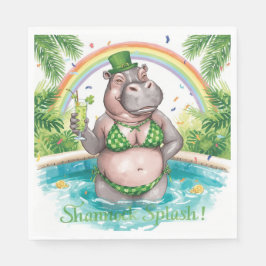 St. Patrick’s Day Glam Hippo Bikini in the pool  スタンダードランチョンナプキン