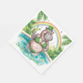 St. Patrick’s Day Glam Hippo Bikini in the pool スタンダードランチョンナプキン (角)