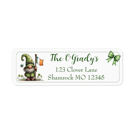 St. Patrick’s Day Gnome ラベル (正面)