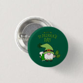 St. Patrick’s Day Gnome Green Round Button 缶バッジ (正面&裏面)