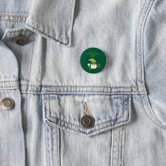 St. Patrick’s Day Gnome Green Round Button 缶バッジ (インサイチュ)