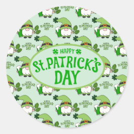 St. Patrick’s Day Gnome Green Sticker ラウンドシール