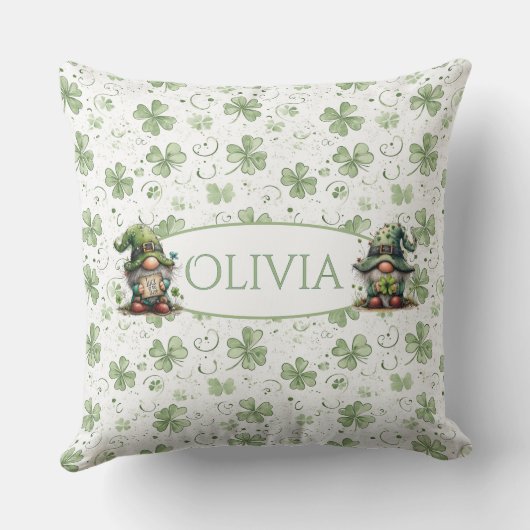 St. Patrick’s Day Gnome Pattern with Shamrocks  クッション (裏面)