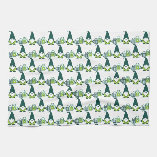 St. Patrick’s Day Gnome with Beer Mug キッチンタオル (横)