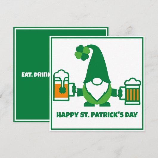 St. Patrick’s Day Gnome with Beer Mug シーズンカード (正面/裏面)