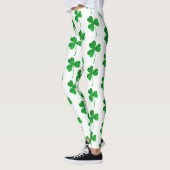 St. Patrick’s Day Green Faux Glitter Shamrock レギンス (左)