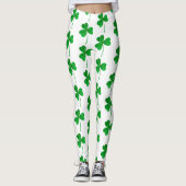 St. Patrick’s Day Green Faux Glitter Shamrock レギンス (正面)