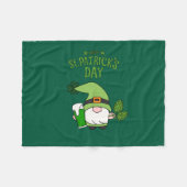 St. Patrick’s Day Green Fleece Blanket with Gnome フリースブランケット (正面(横))