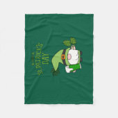 St. Patrick’s Day Green Fleece Blanket with Gnome フリースブランケット (正面)